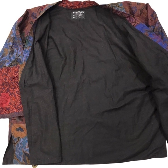 Vintage Women 2XL XL Indonesian Batik Patchwork Jacket Gold Metal Buttons Lined - Picture 10 of 14
